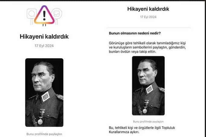 Rezalet! Instagram, Atatürk Fotoğrafını Sansürledi