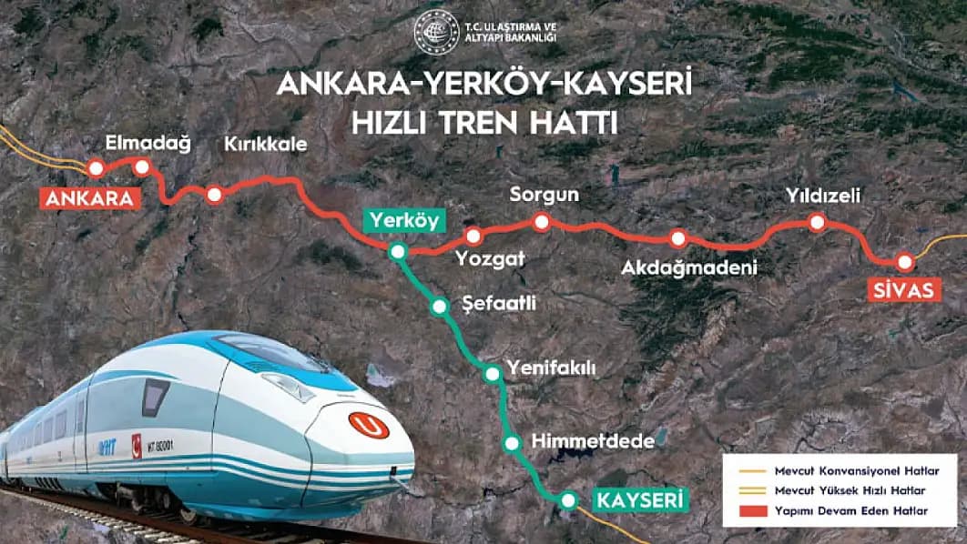 Ankara-Kayseri Arası YHT ile 2 Saate Düşüyor! İşte Son Durum
