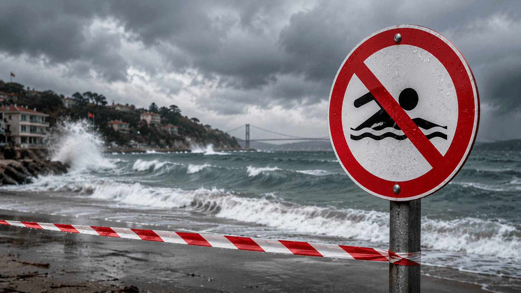 İstanbul'da 3 İlçede Denize Girişe Fırtına Engeli Geldi